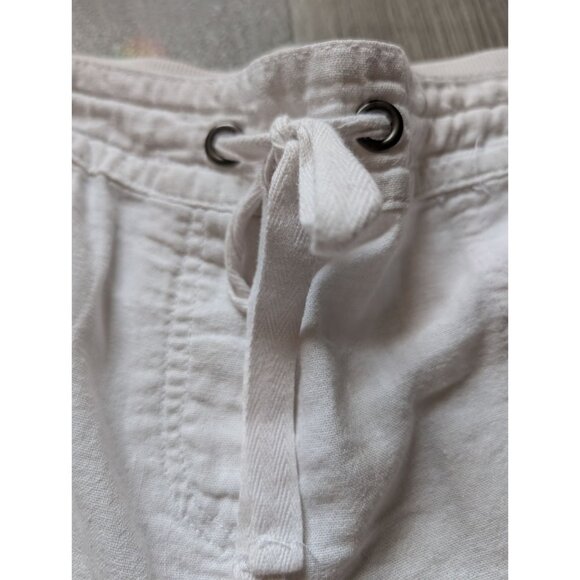Per Se Womens White Drawstring Cropped Linen Pants Size L - Picture 4 of 5
